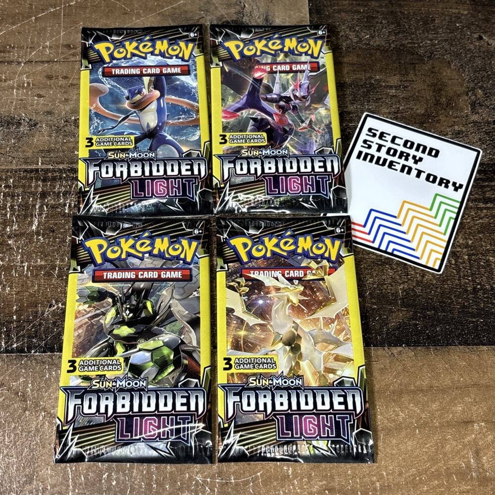 Pokemon TCG Sun & Moon Forbidden Light 3-Card Sealed 4 Booster Pack Full Art Set